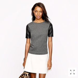 J. Crew Factory leather sleeve top. EUC.